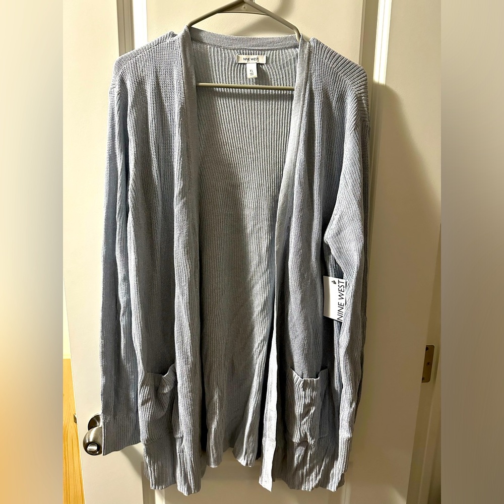 NWT Nine West baby blue knit cardigan